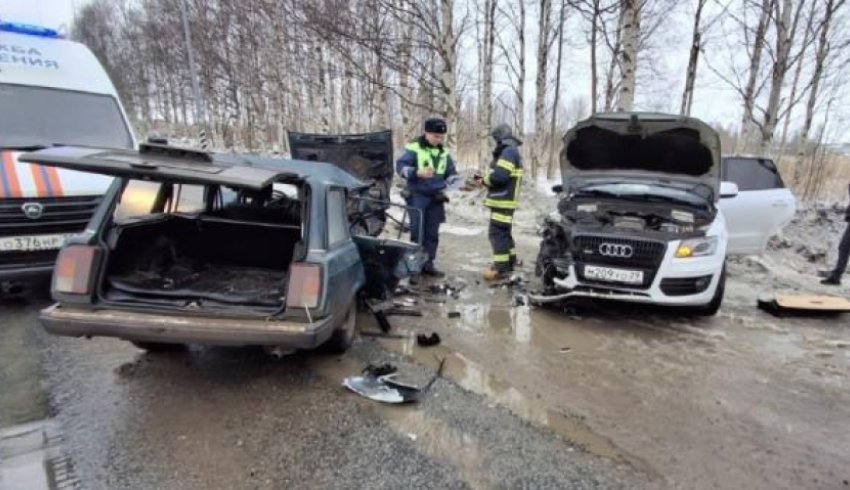 Пьяный лихач на «Ауди» врезался в ВАЗ недалеко от Северодвинска: пострадали дети