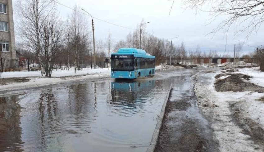 Начало весеннего паводка в Архангельске